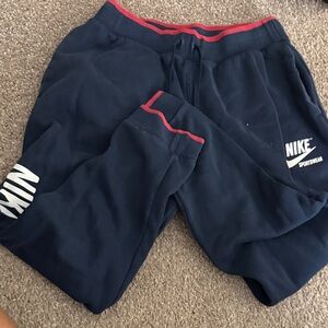 Nike Kids Blue Joggers with Red Accents